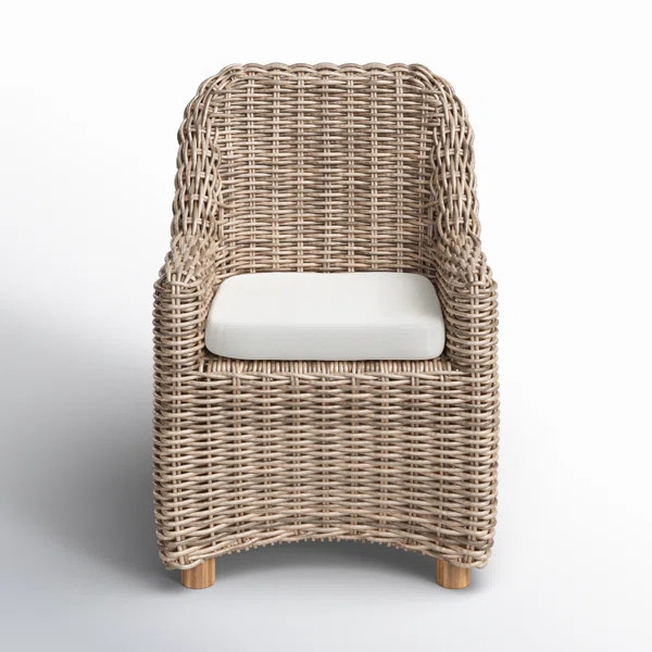 Danae Teak Wicker Outdoor Dining Armchair with Cushion | Wayfair North America