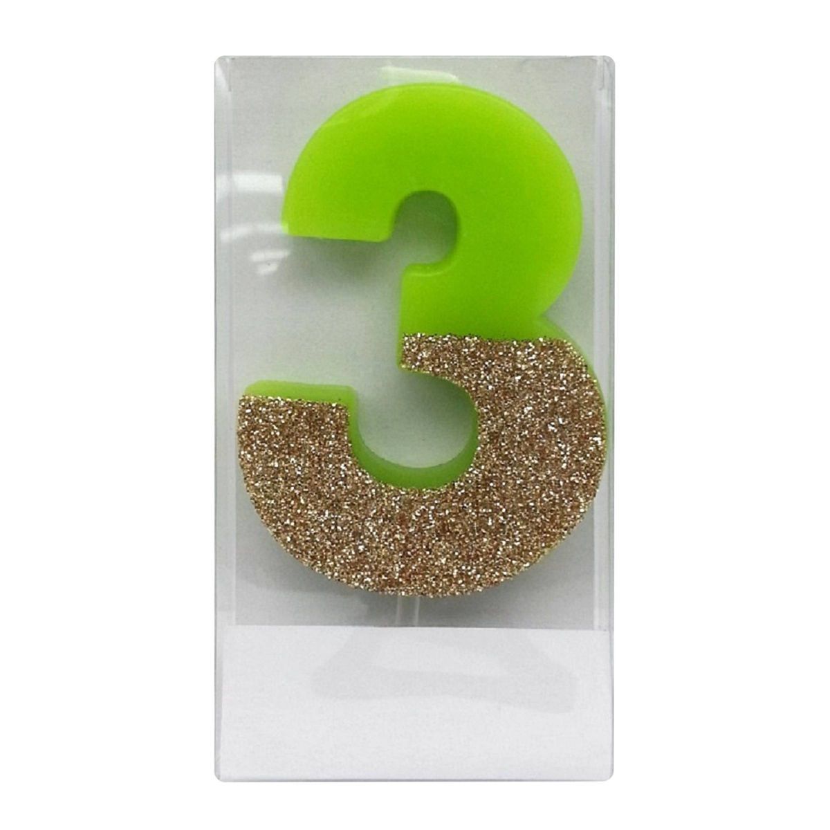 "3" Glitter Candle Green/Gold - Spritz™ | Target