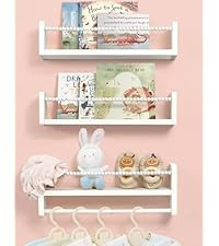 23 Inch Kids Bookshelves Set of 3, Natural Wooden Floating Shelves Wall Mount Storage Organizer S... | Amazon (US)