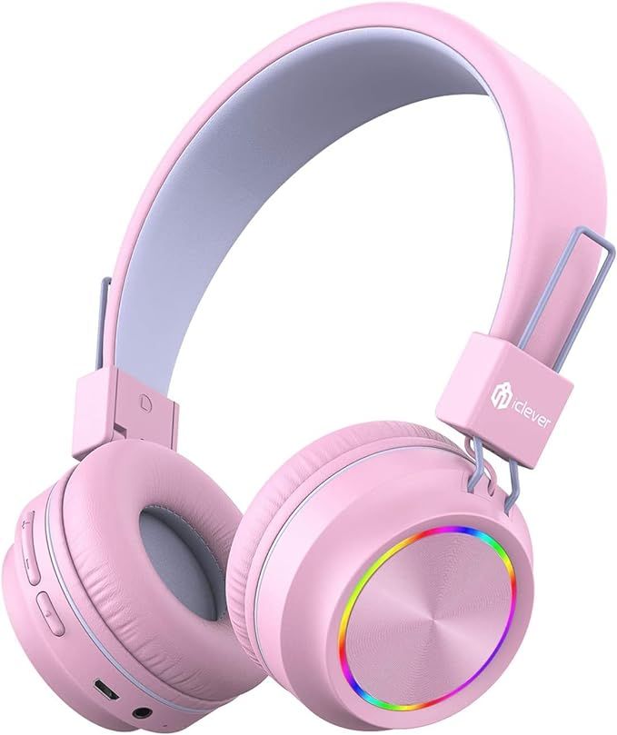iClever BTH03 Kids Bluetooth Headphones Safe Volume, Colorful LED Lights, 25H Playtime, Stereo So... | Amazon (US)