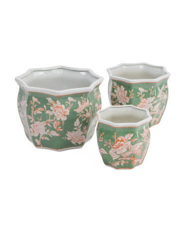 3pc Chinoisere Scalloped Indoor Planters | TJ Maxx