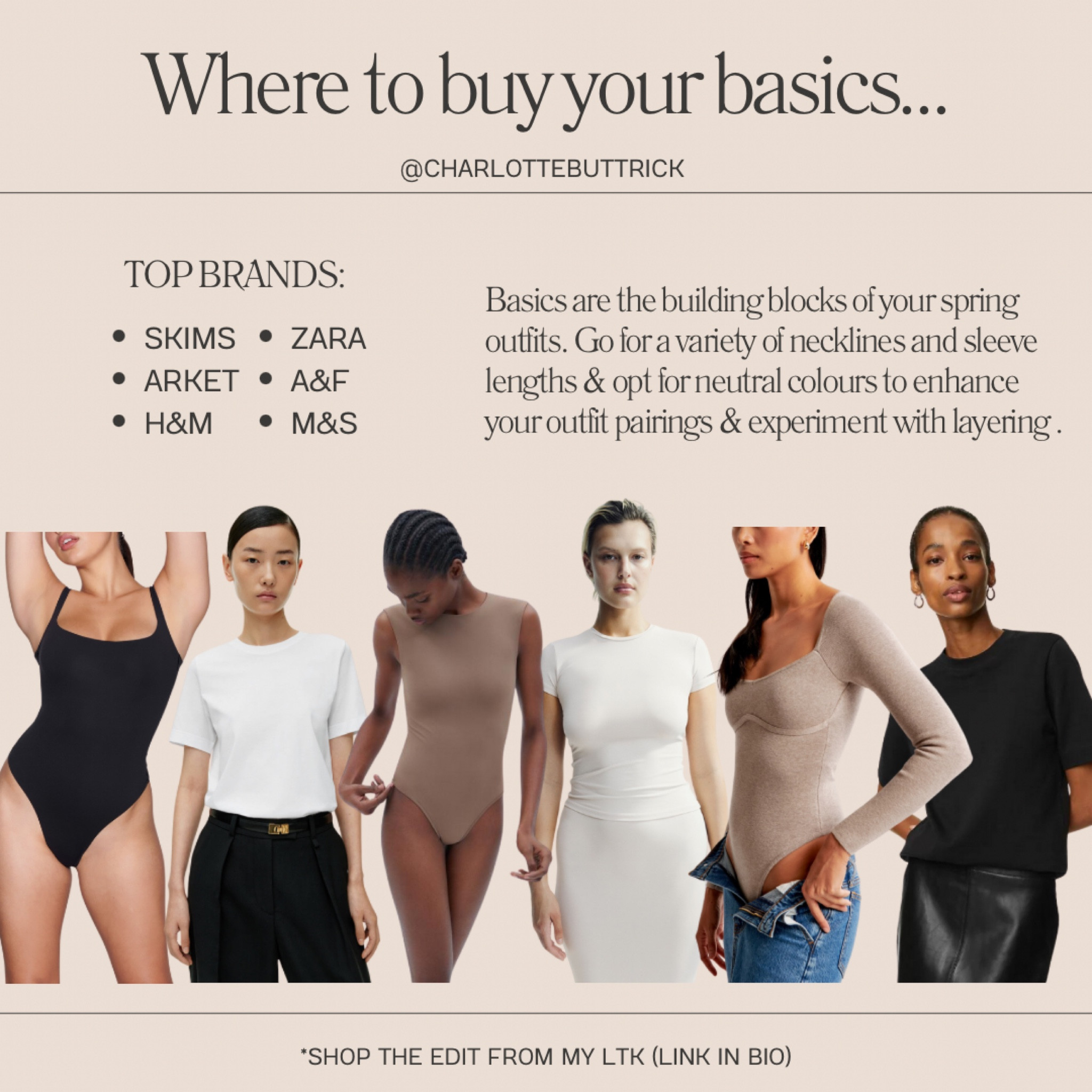WARDROBE STAPLES: Where to buy your basics

T-shirt
Bodysuit
Long sleeve top
Boyfriend t-shirt
Fitted t-shirt
Tops 

#wardrobestaples #capsulewardrobe 

#LTKstyletip #LTKfindsunder50 #LTKSeasonal