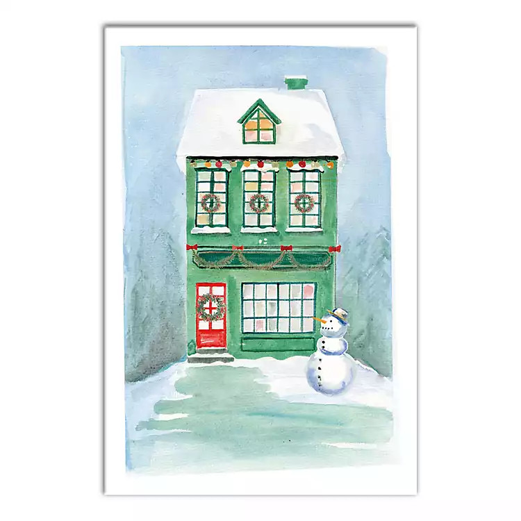New! Green Christmas House Canvas Art Print | Kirkland's Home