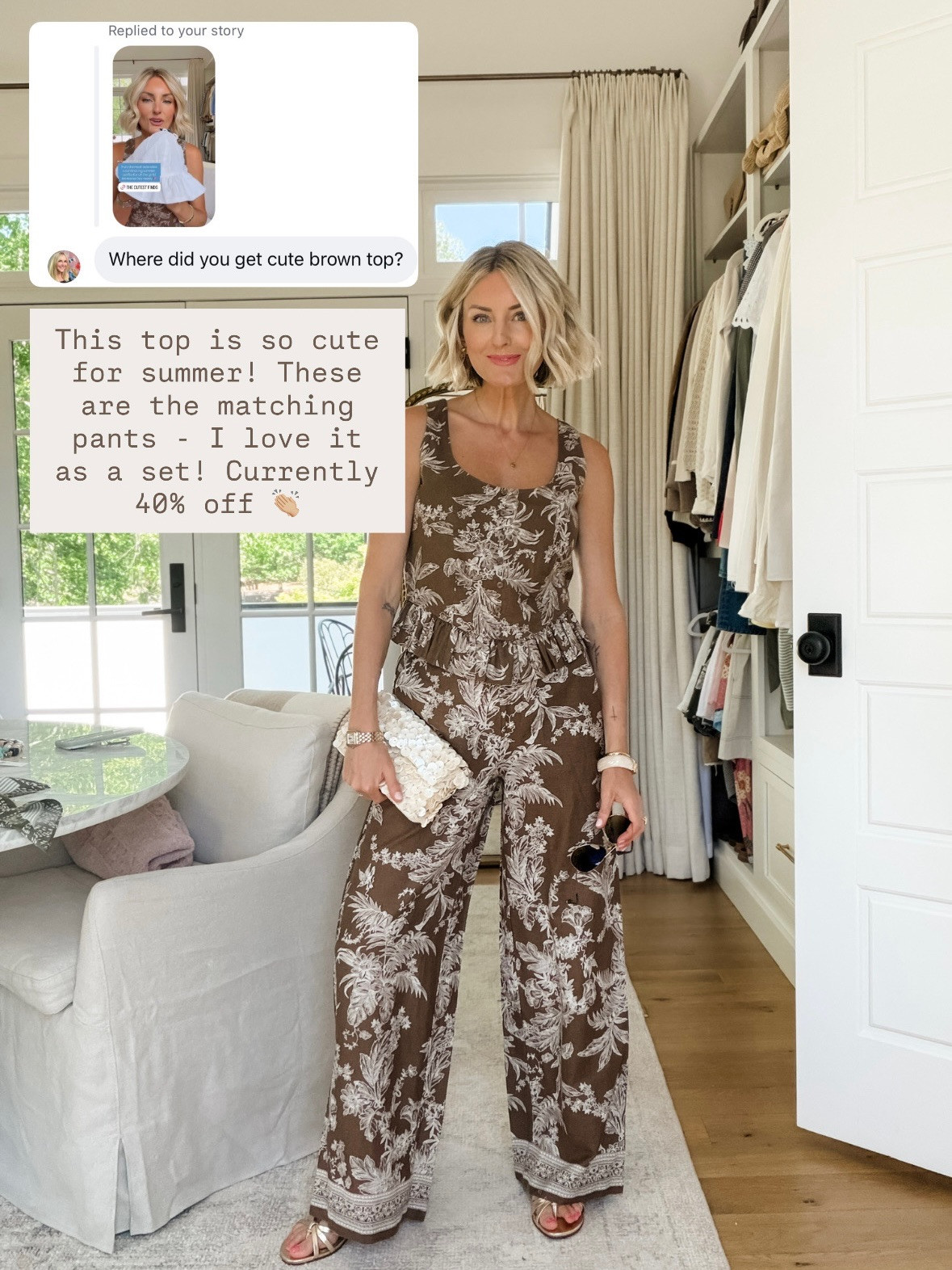 How chic is this brown floral set?! These pieces would also be so cute styled separately, & they're on sale!

Loverly Grey, matching set, resort wear, vacation looks, spring outfit, summer outfit, Loft 

 #LTKSeasonal #LTKSaleAlert