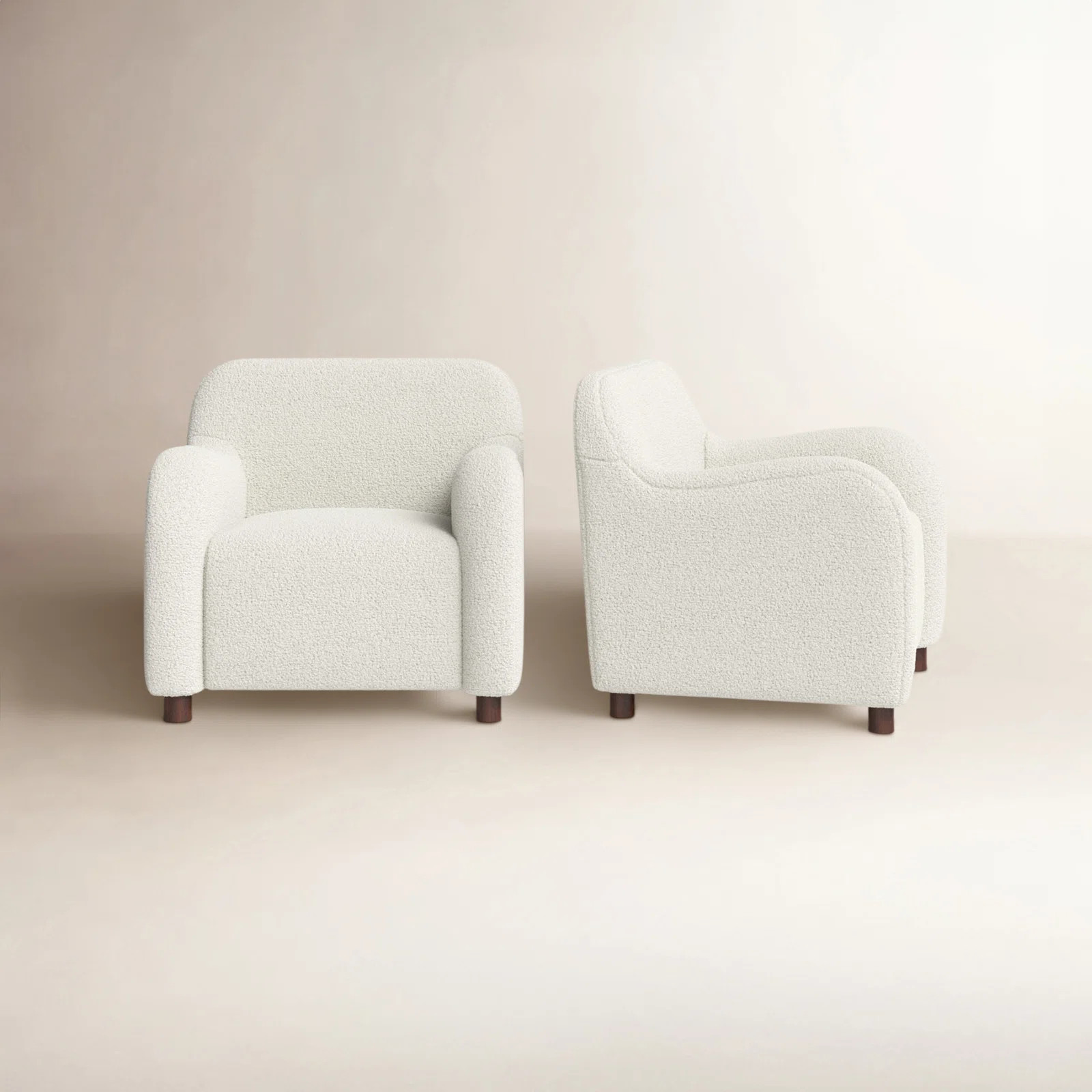 Berken 35'' Wide Lamb Wool Upholstered Teddy Armchair with Solid Wood Legs | Wayfair North America