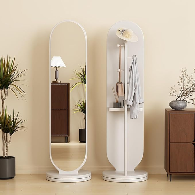 Rotatable Full Length Mirror with Clothes Rack and Shelf, Floor Mirror with 360° Swivel Stand, F... | Amazon (CA)