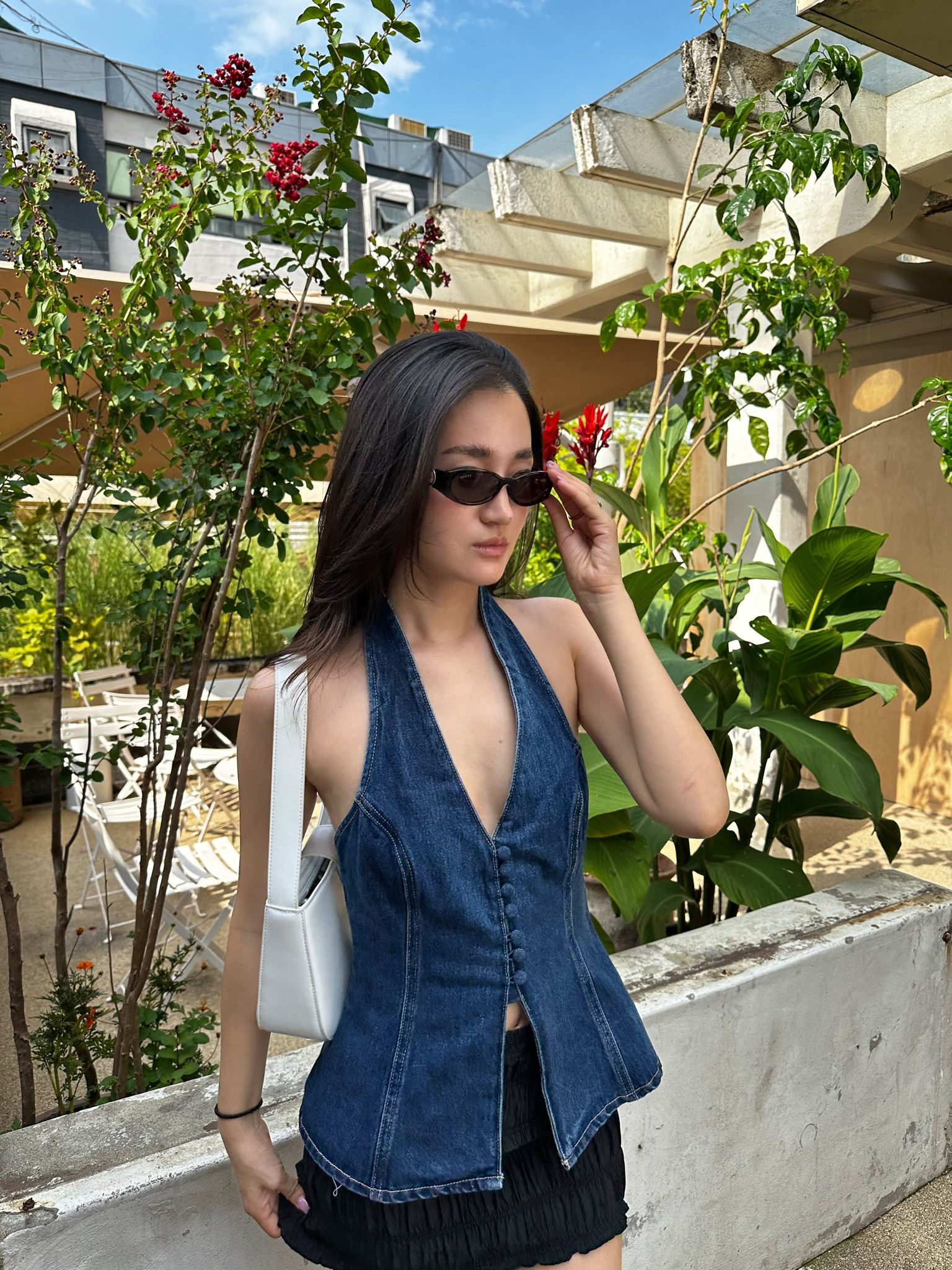 Meshki: Button Front Denim Halter Top 🦋

#LTKstyletip #LTKsummer