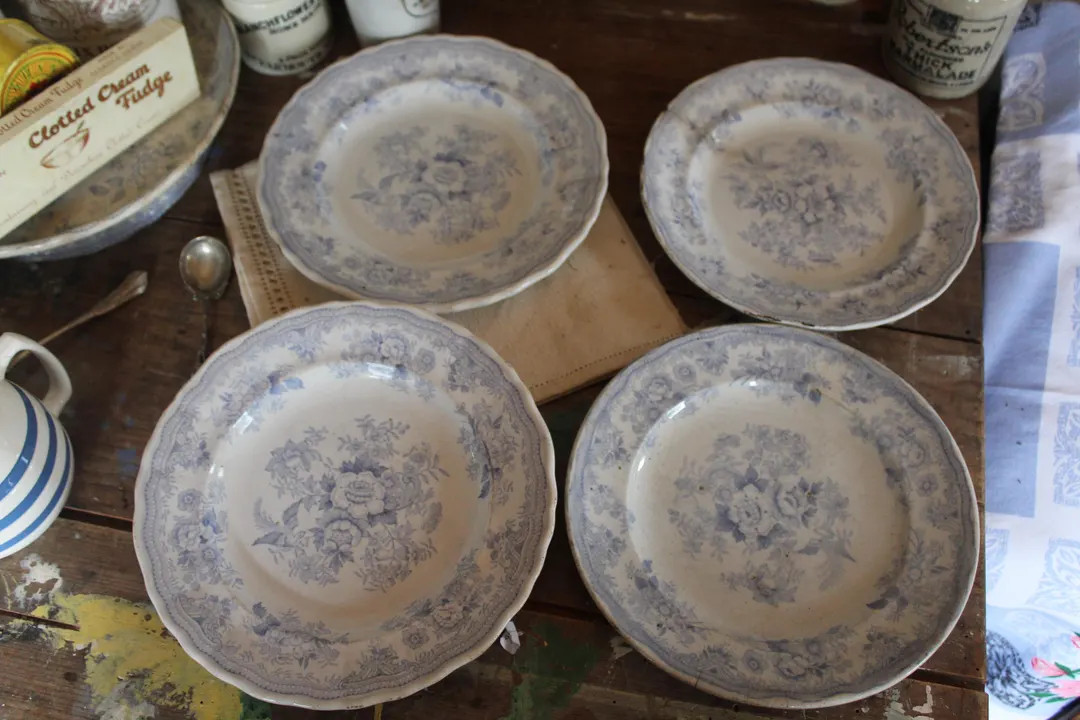 Antique English Ironstone Dinner Plate: Asiatic Pheasant, Blue & White | Etsy (US)