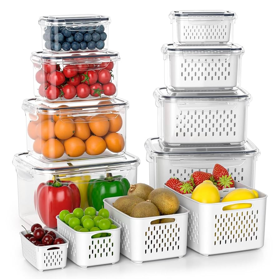 Fruit Storage Containers for Fridge with Removable Colander, 8 Pack Fruit Containers for Fridge w... | Amazon (US)
