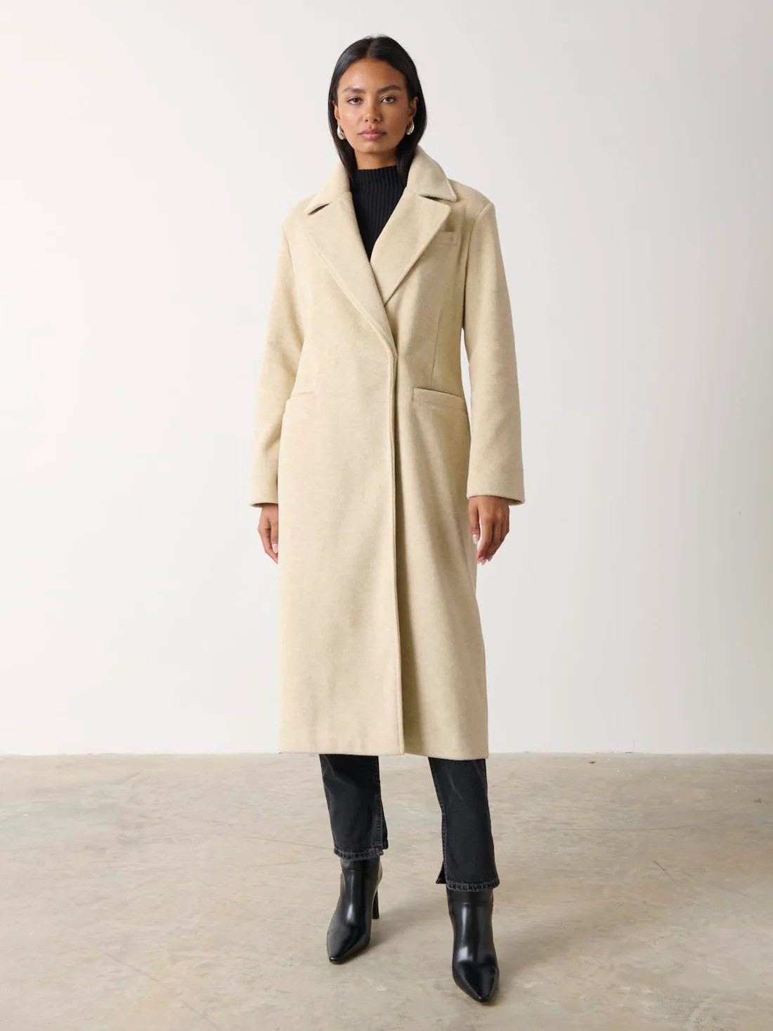 Ezra Boxy Collared Coat - Oatmeal | Pretty Lavish (UK)