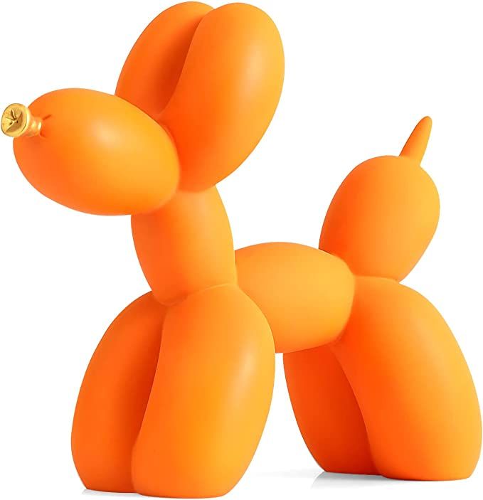 Balloon Dog Statue Collectible Figurines Art Modern Sculpture, Cute Golden Nose Dog Animals Resin... | Amazon (US)