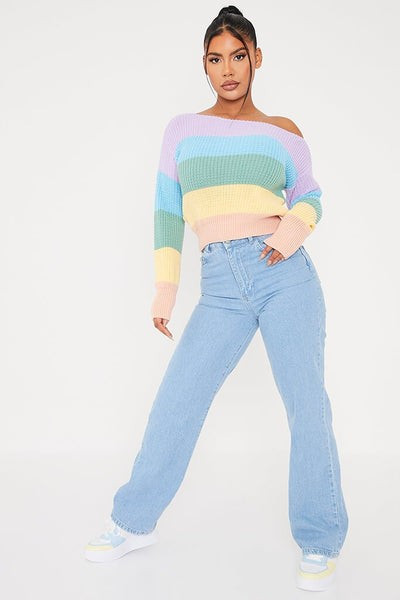 Multi Striped Cropped Jumper | ISAWITFIRST UK