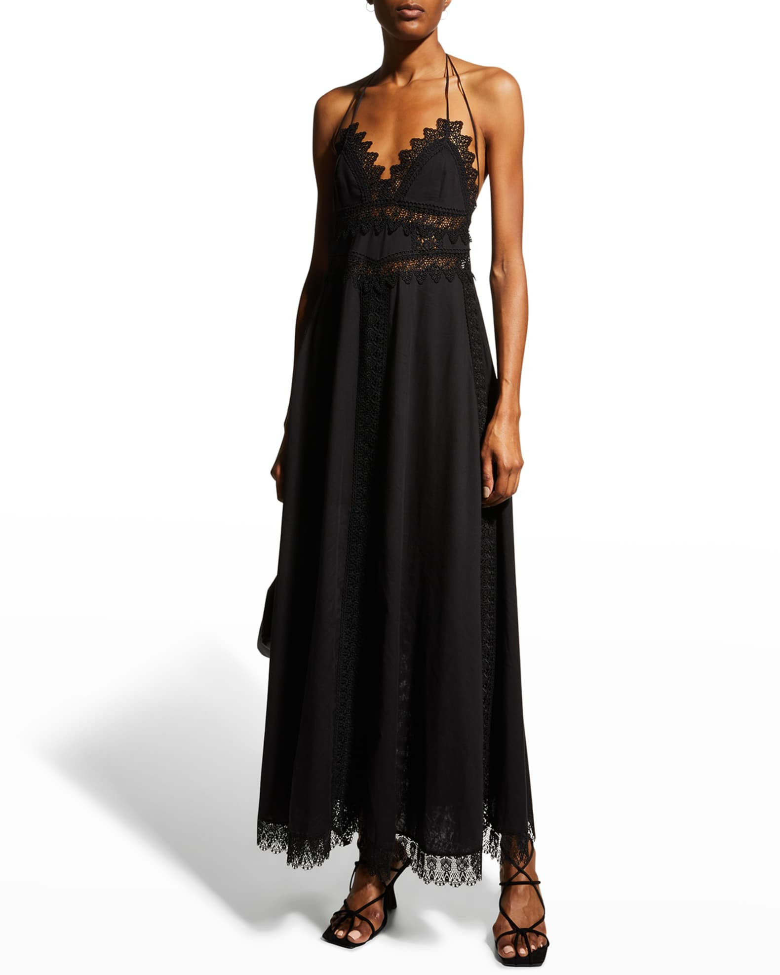 Imagen Long Dress with Lace | Neiman Marcus