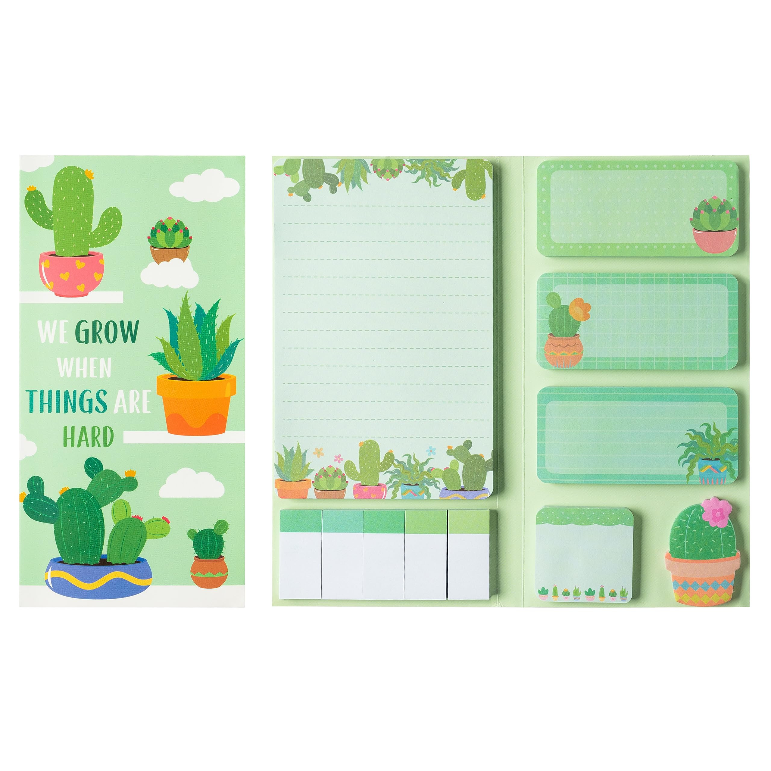 Xqumoi We Grow When Things are Hard Sticky Notes Set, 550 Sheets, Cute Cactus Shaped Self-Stick N... | Amazon (US)