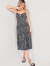 Fit & Flare Sleeveless Floral Midi Dress for Women | Old Navy (US)