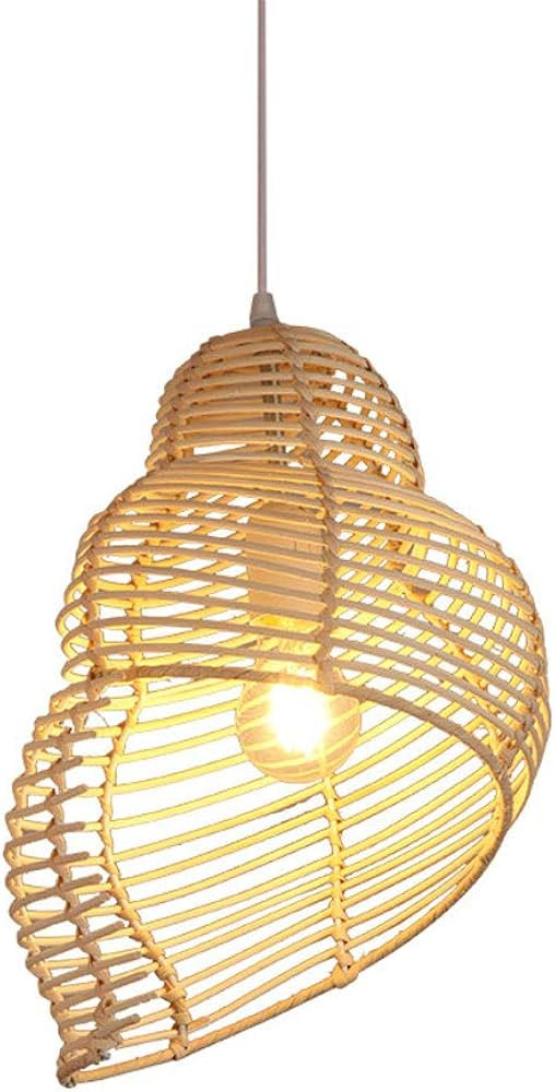 Natural Bamboo And Rattan Woven Pendant Light Conch Design Lampshade Wicker Light Fixtrues Ceilin... | Amazon (US)