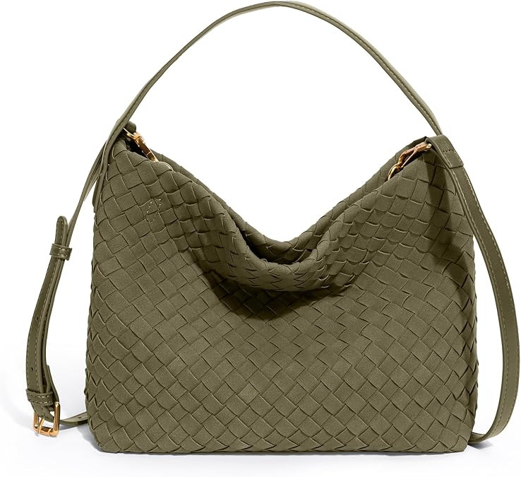 Woven Tote Bag for Women Designer Shoulder Handbag Leather Top Handle Hobo Purses | Amazon (US)