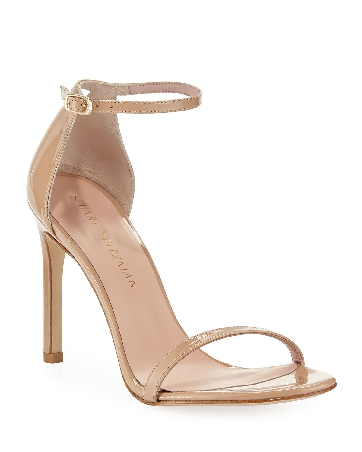 Stuart Weitzman Nudistsong Patent Ankle-Wrap Sandal | Neiman Marcus