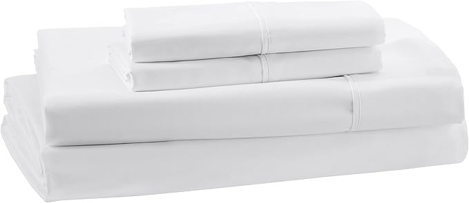 Amazon Aware 100% Organic Cotton 300 Thread Count Sheet Set - White, Queen | Amazon (US)