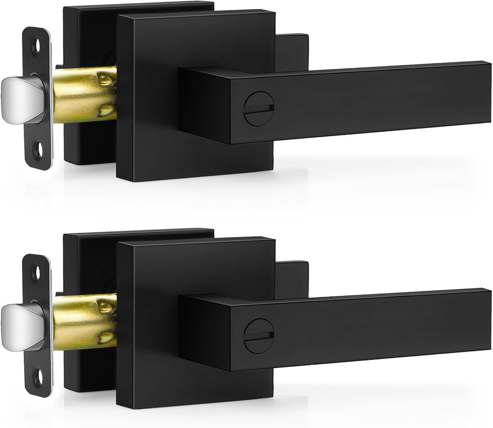 Plustool 2 Pack Matte Black Door Handles, Keyless Interior Door Knobs, Privacy Door Lever Lockset... | Amazon (US)