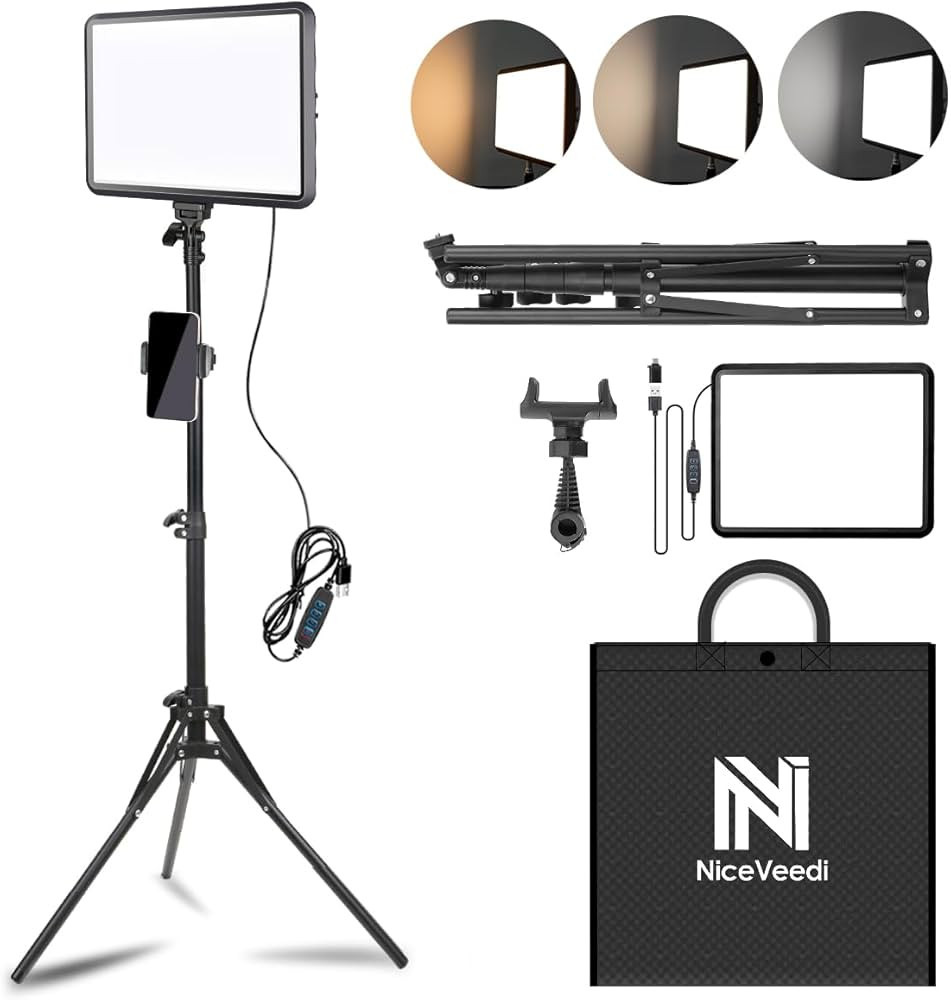 1-Pack LED Video Light Kit, NiceVeedi Photography Lighting Kit, 2800-6500K Dimmable Studio Light ... | Amazon (US)