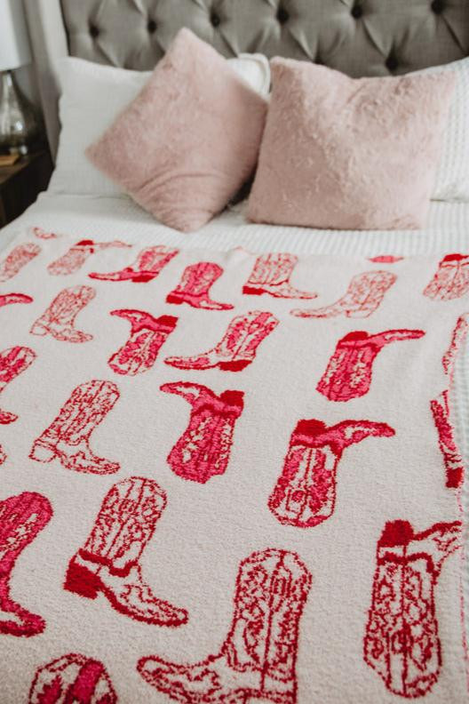 Light Pink Western Boots Comfy Throw Blanket | Katydid.com