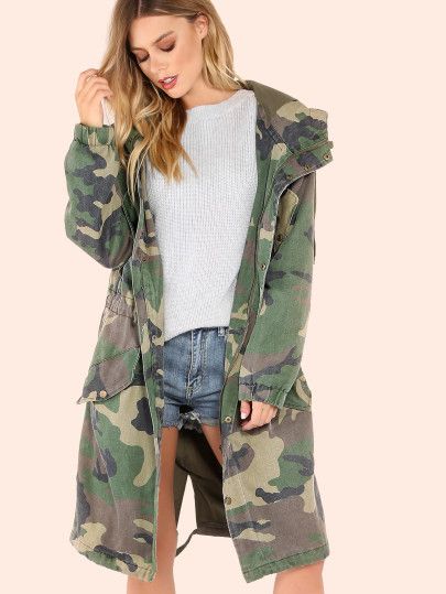 Oversized Camo Utility Jacket CAMOUFLAGE | SHEIN