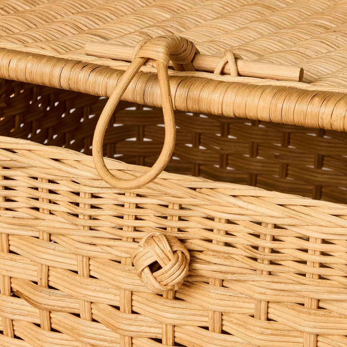 Large Lidded Rattan Decorative Basket Brown - Threshold™ designed with Studio McGee | Target