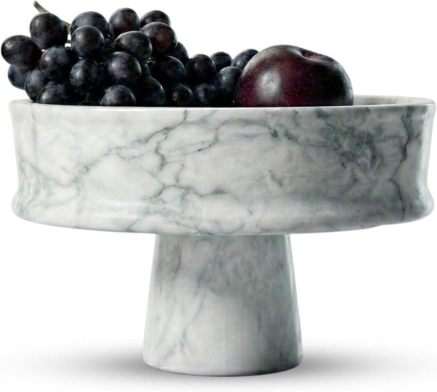 Marble Fruit Bowl for Kitchen Counter 10 Inch, Handcrafted Heavy Solid Natural Stone Large Decora... | Amazon (US)
