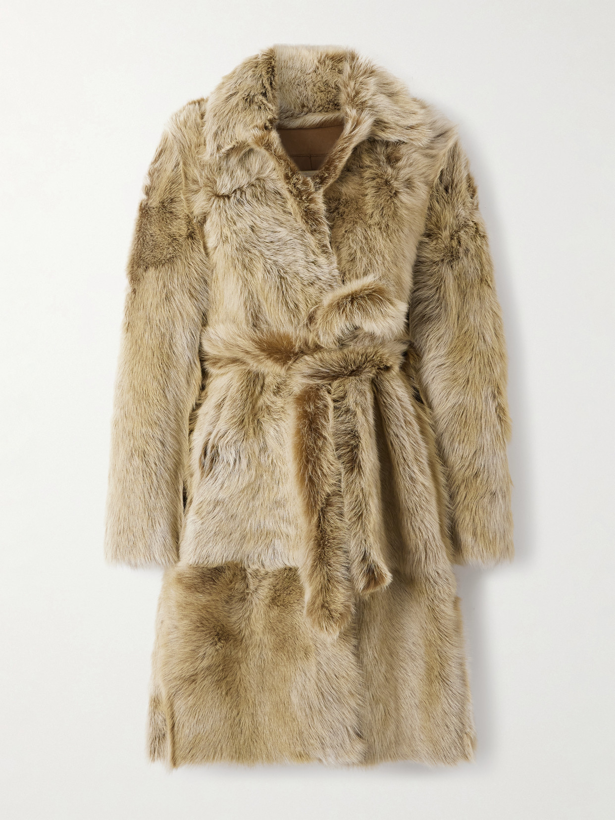 Nour Hammour - Linden Belted Shearling Coat - Gray green | NET-A-PORTER (UK & EU)
