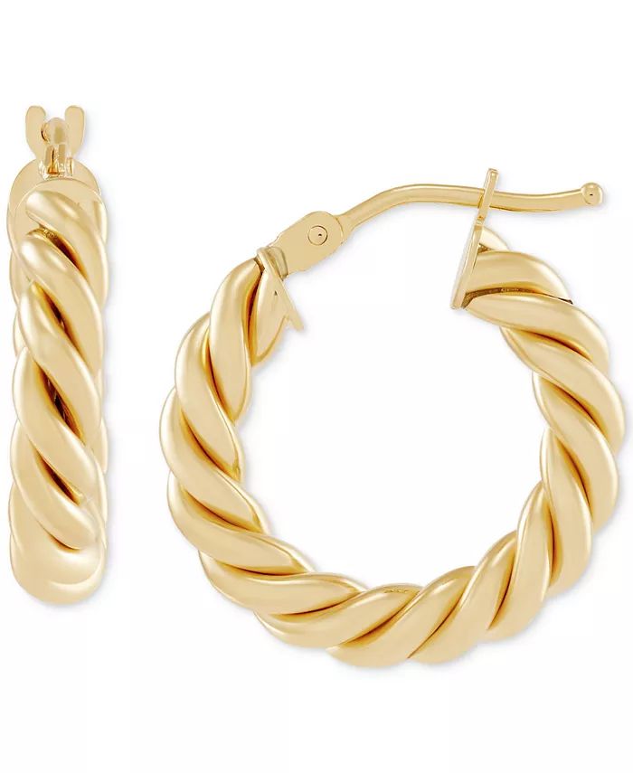 Italian Gold Twist-Style Tube Small Hoop Earrings in 10k Gold, 3/4 | Macy's