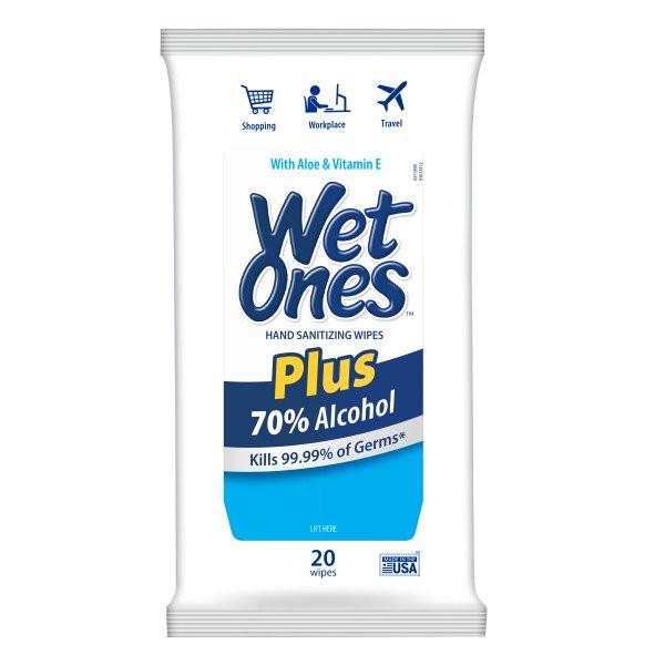 Wet Ones Plus Alcohol Hand Sanitizing Wipes Travel Pack, 20 Ct, Kills 99.99% of Germs, With Aloe ... | Walmart (US)