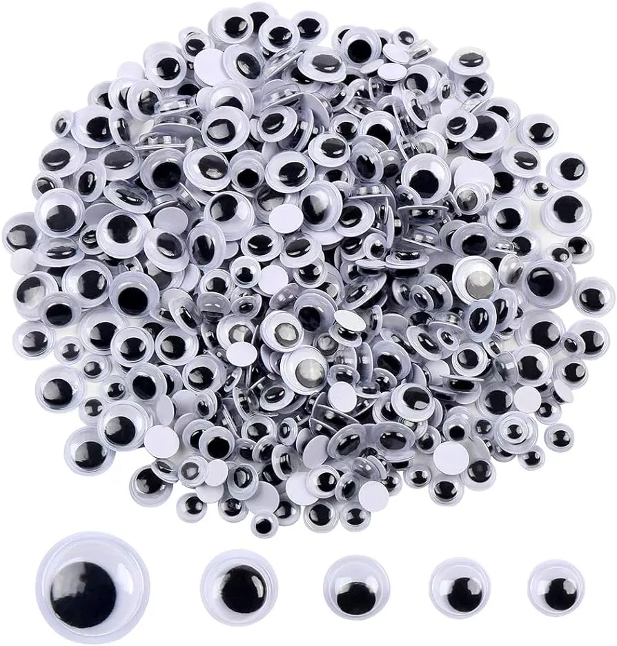 DECORA 3 Inch Large Sized Plastic Wiggle Googly Eyes with Self