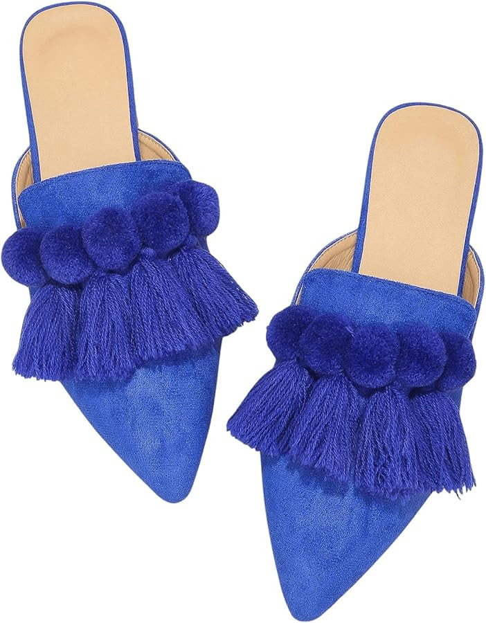 Verdusa Women's Dress Shoes Slip On Flats Comfortable Pointed Toe Mules Dressy Casual Loafers Sho... | Amazon (US)