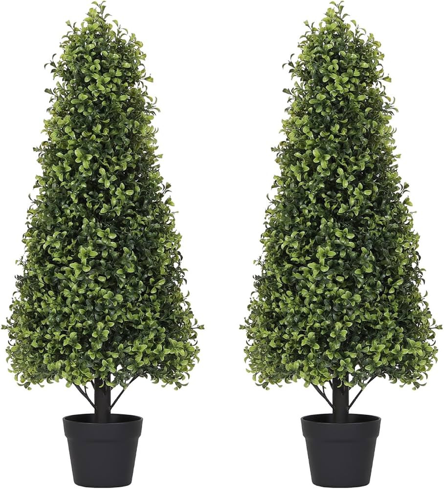 3ft Artificial Boxwood Topiary Trees (Set of 2) - UV Resistant Faux Plants Outdoor, Realistic 36i... | Amazon (CA)