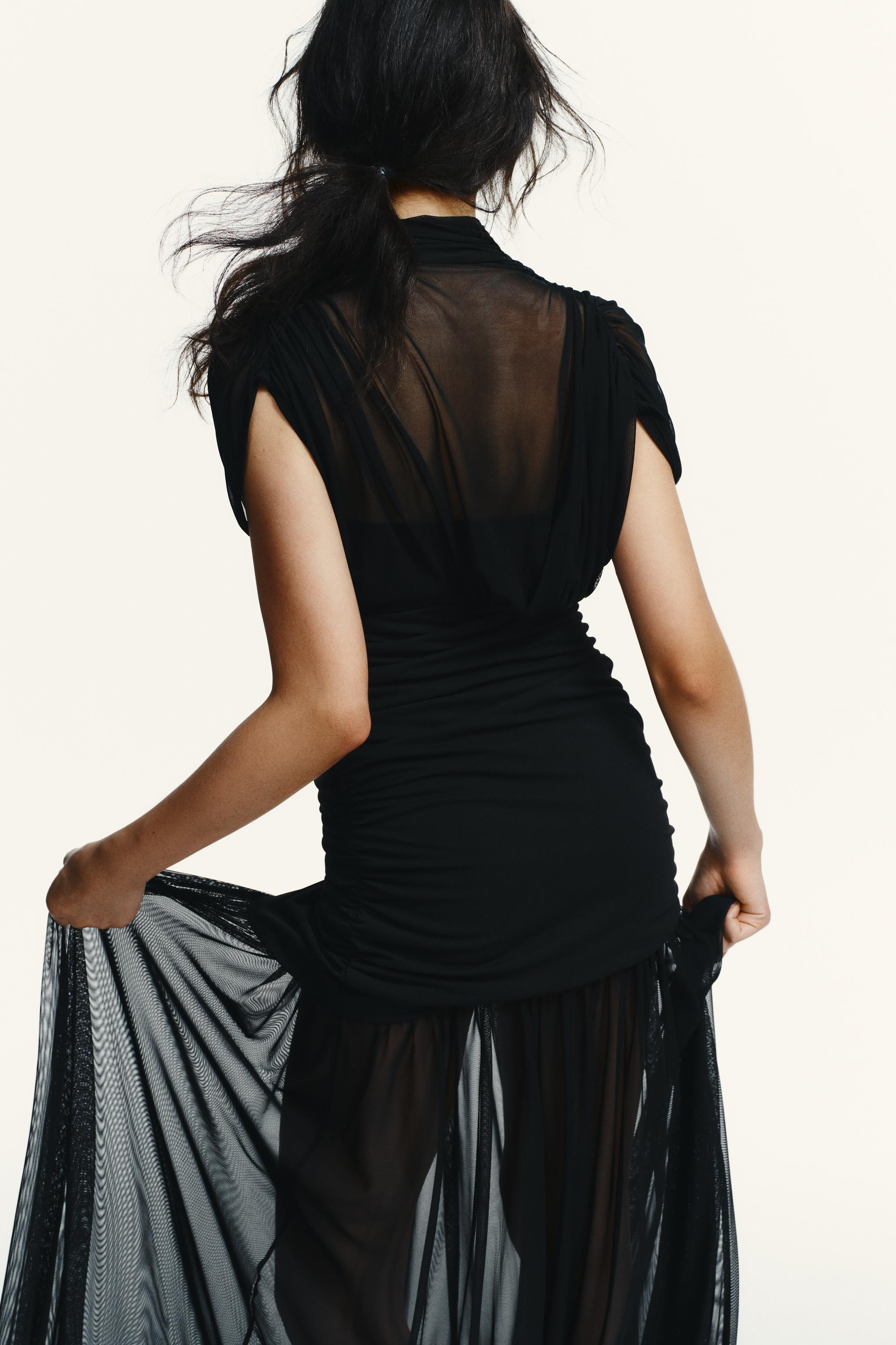 COMBINED DRAPED MIDI DRESS | Zara US