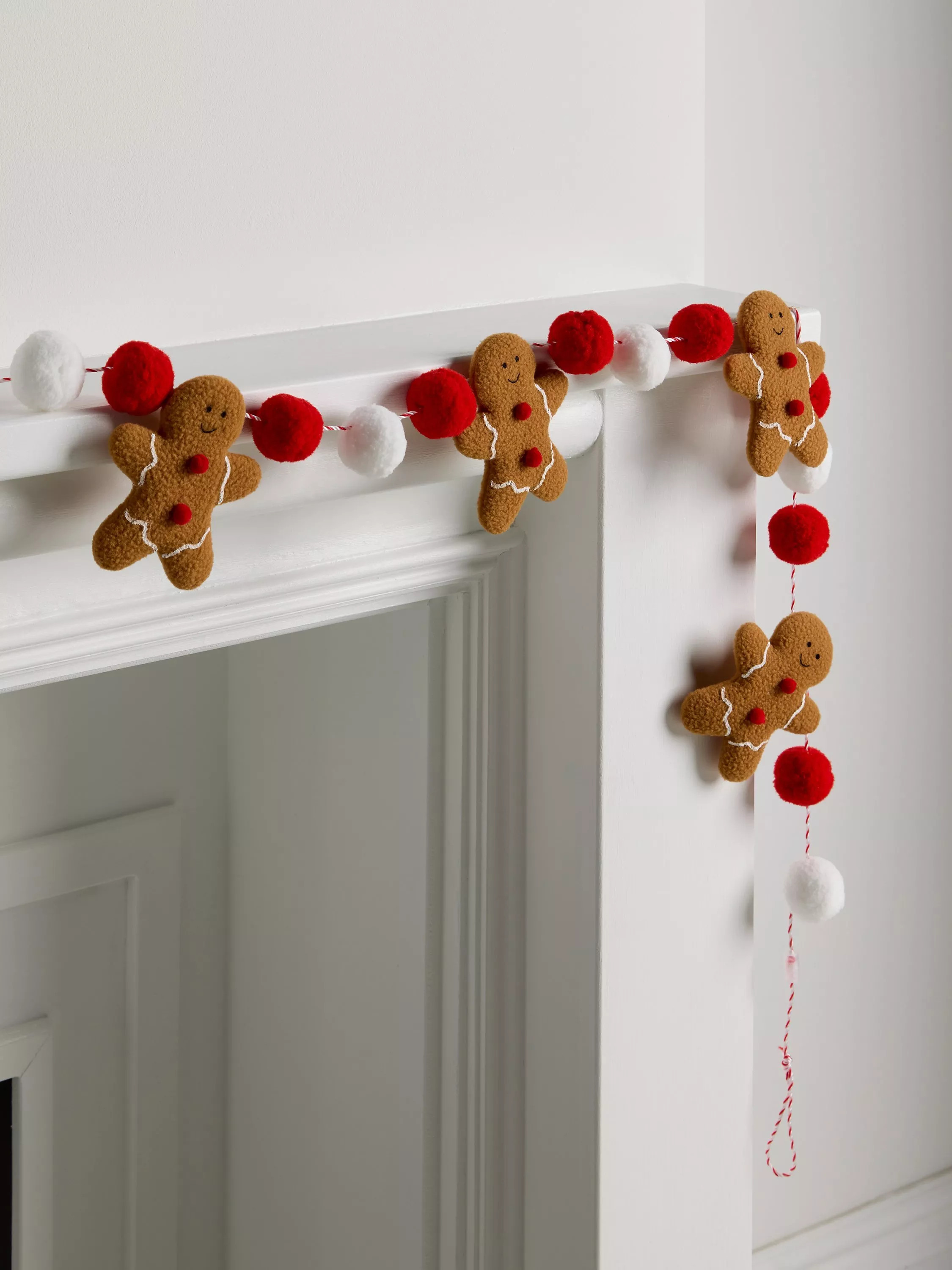 John LewisGingerbread Man Felt Pom Pom Garland, Multi, L180cm | John Lewis (UK)