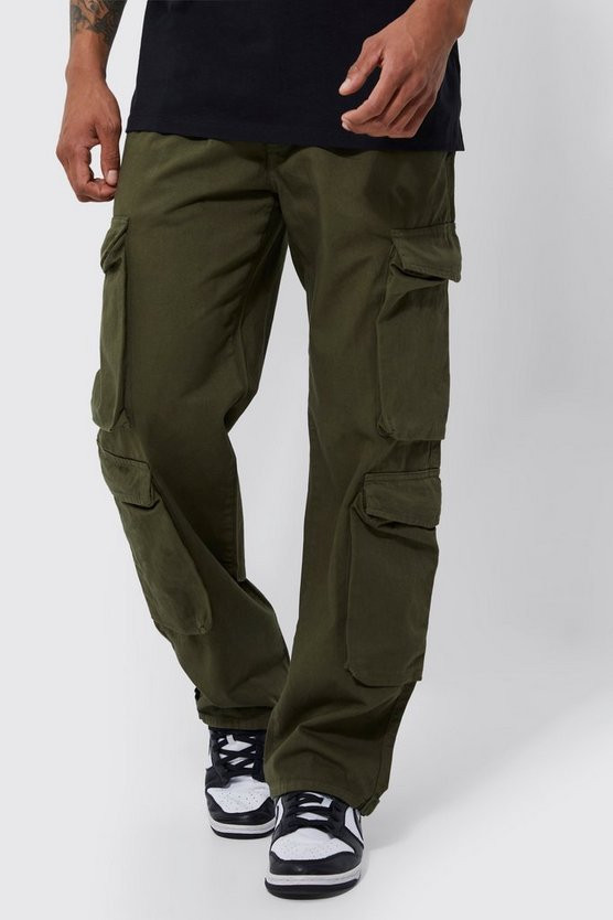 Fixed Waist Relaxed Peached Twill 3d Cargo Pants | boohooMAN (US & Canada)