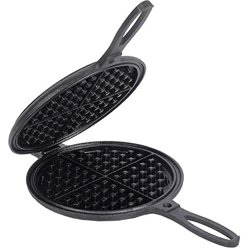 Lehmans Cast Iron Waffle Maker - Two Piece Hinged Non-Electric Waffle Iron for Stovetop or Grill ... | Amazon (US)