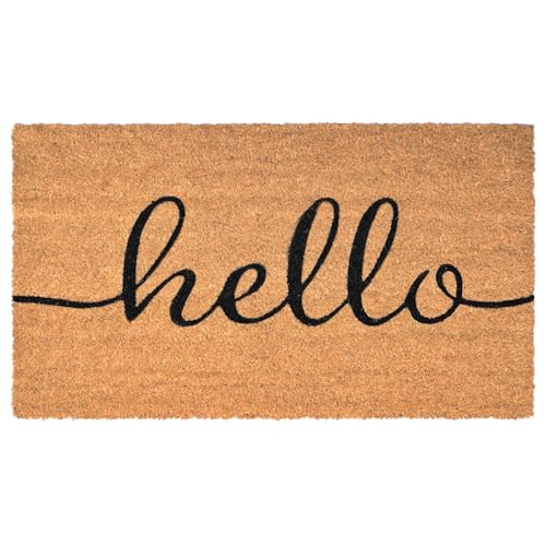 Fallovea Welcome Front Door Mat - 30"x17" Hello Coir Doormat with Anti-Slip PVC Backing, Indoor Outdoor Welcome Easter Mats for Entryway, Porch, Durable Coconut Fiber Mat, Natural Home Decor | Amazon (US)