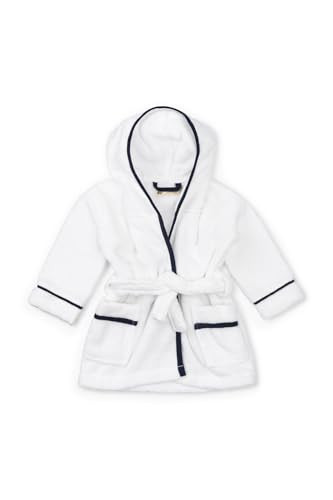 monica + andy Baby Bathrobe, White + Navy, Size 12-18 Months, Terry Hooded Towel Bathrobe, 100% Organic Baby Clothes for Girls & Boys, Sustainable Super Soft Fabric, Sizes for Kids, Toddler & Infant | Amazon (US)