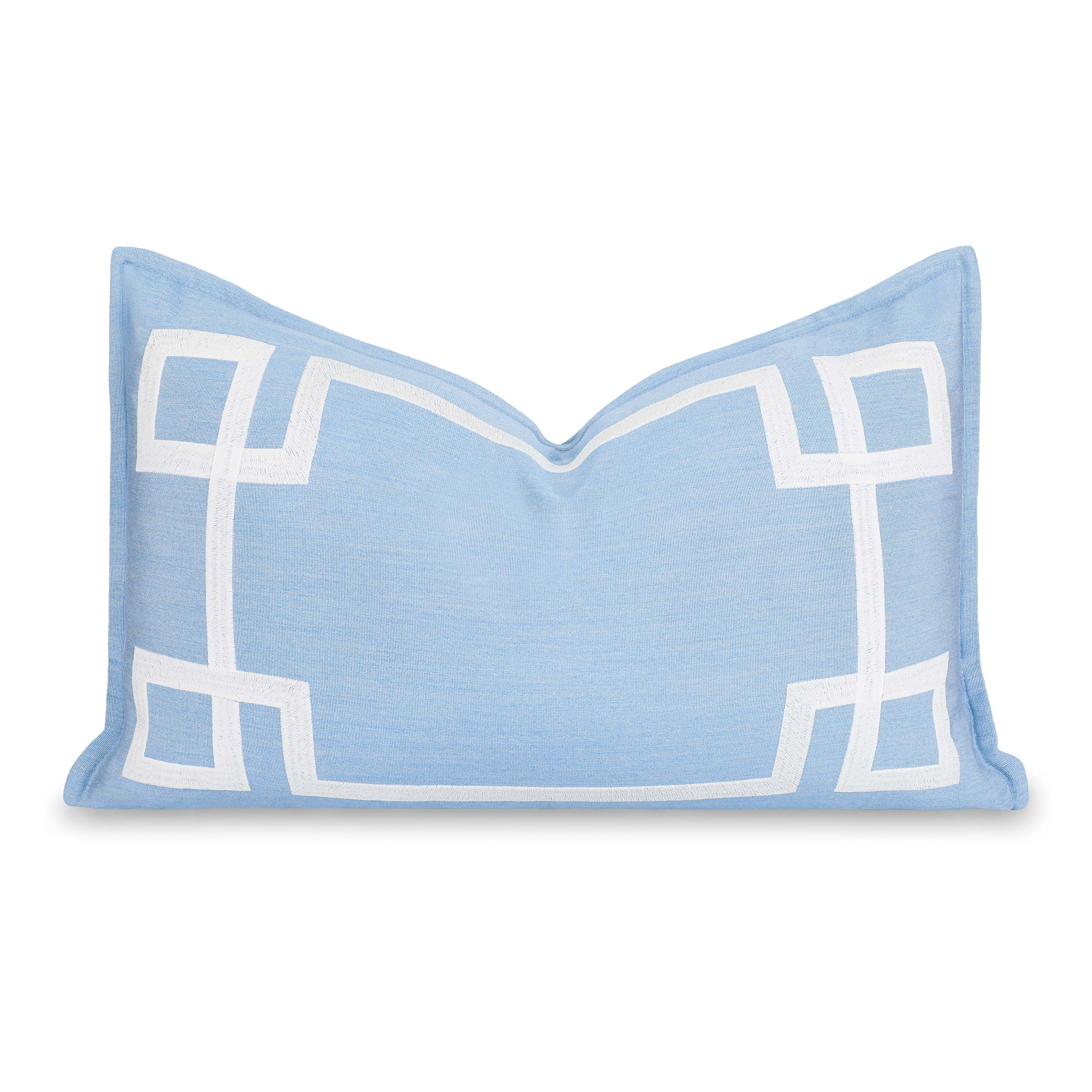 Athora, Outdoor Performance Azure Blue Lumbar Pillow Cover, with Flanged Border, 12 | Hofdeco