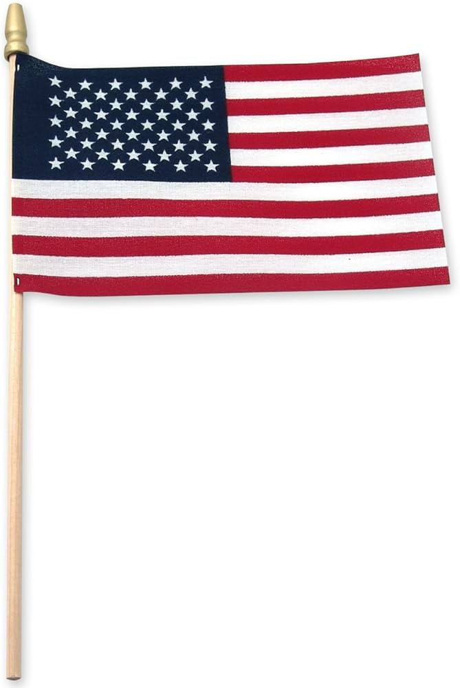 Super Tough 4"x6" Cotton US Stick Flag with Spear Tip - USA-Made Hand Held American Ensign for Pa... | Amazon (US)
