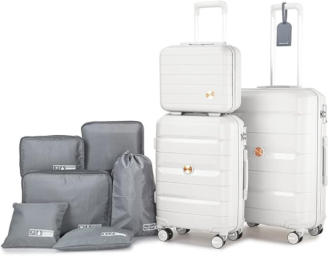 Somago Luggage Sets 3 Piece Hard Shell Polypropylene Suitcase with TSA Lock Spinner Carry On Lugg... | Amazon (US)