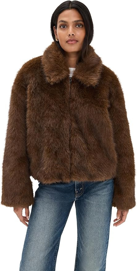 Bardot Women's Sylvie Zip Faux Fur Jacket | Amazon (US)