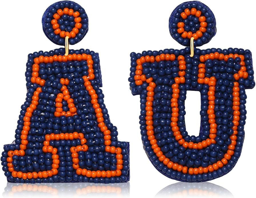 Football Earrings Game Day Sports Dangle Earrings Football Team Mom T A U G Letter Beaded Earring... | Amazon (US)