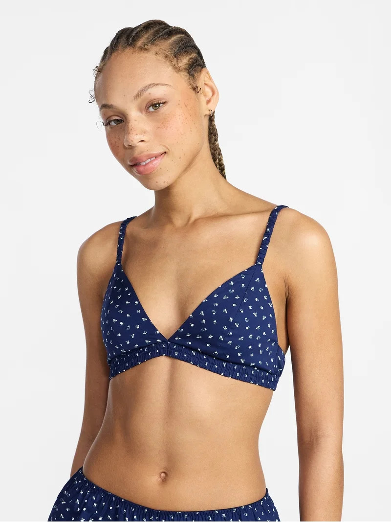 No Boundaries Woven Cotton Triangle Bralette, Women's XS-XXXL | Walmart (US)