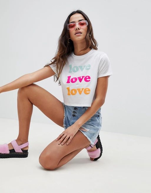 ASOS DESIGN Crop T-Shirt With Love Print | ASOS US
