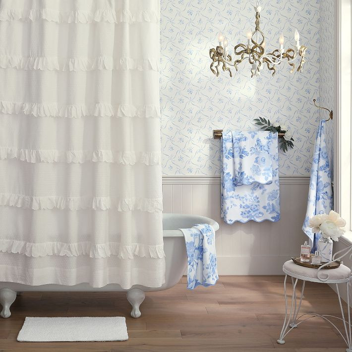 LoveShackFancy Scallop Ruffle Shower Curtain | Pottery Barn Teen