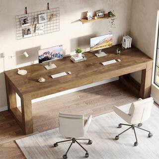 Moronia 78.74 in. Extra Long 2 Person Executive Computer Desk, Natural Rectangle Engineered Wood Desk for Home Office | The Home Depot
